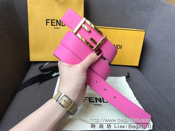 FENDI芬迪 實物拍攝 最新爆款 柔軟小牛皮皮帶 雙F標誌 BAGUETTE系列 時尚百搭款女款皮帶  xfp1304